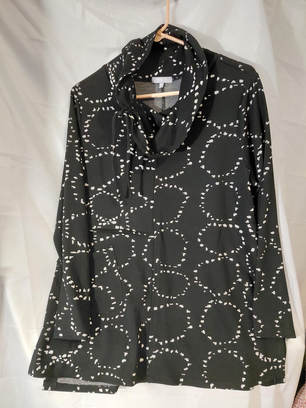 Habitat Black Cowl-Neck Pullover with White Dot Circle Print